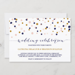 Rosa und Gold Confetti Dots Einladung Hochzeit II