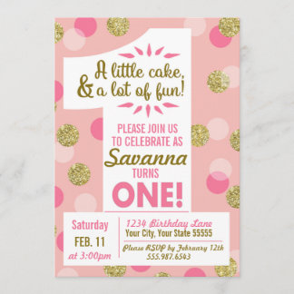 Rosa und Gold Confetti Einladung zum ersten Geburt