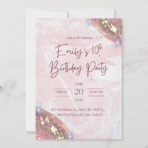 Rosa und Gold Confetti Geburtstagsparty Einladung