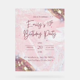 Rosa und Gold Confetti Geburtstagsparty Einladung Acrylschild