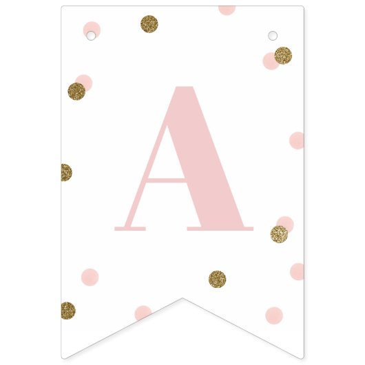 Rosa und Gold Confetti Happy Birthday Wimpelkette (Dritte Fahne)