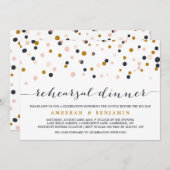 Rosa und Gold Confetti Probe Abendessen Einladung (Vorne/Hinten)