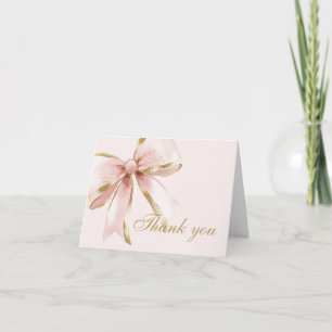 Rosa und Gold Coquette-Schleife Sweet Sixteen Dankeskarte