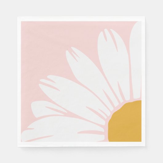 Rosa und Gold Daisy Lunch Napkins Serviette (Vorderseite)