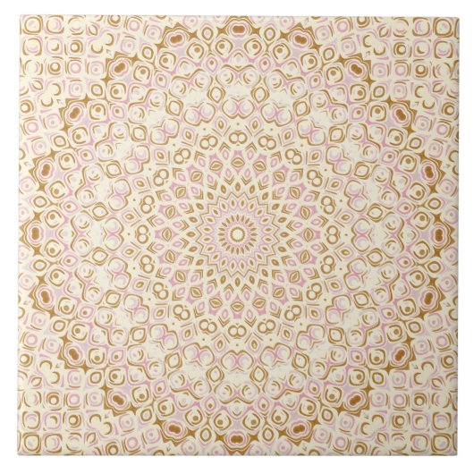 Rosa und Gold dekoratives Mandala Fliese (Vorderseite)
