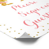 Rosa und Gold Dino Bitte unterschreiben Sie unser Poster (Ecke)