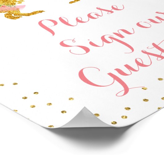 Rosa und Gold Dino Bitte unterschreiben Sie unser Poster (Ecke)