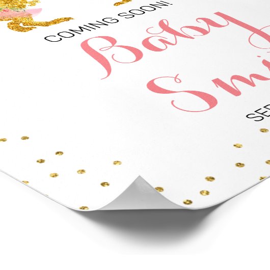 Rosa und Gold Dino Wasserfarbe bald Unterschreiben Poster (Ecke)