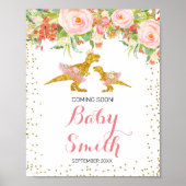 Rosa und Gold Dino Wasserfarbe bald Unterschreiben Poster (Vorne)