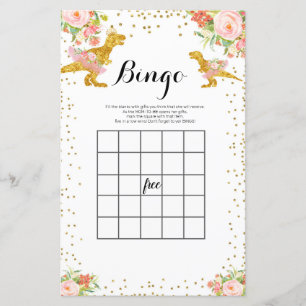 Rosa und Gold Dino Wasserfarbenspiel Bingo
