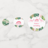 Rosa und Gold Dinosaurier Safari Geburtstag Konfetti (Rückseiten)