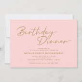 Rosa und Gold | Einfaches elegantes Abendessen zum Einladung (Vorderseite)