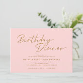 Rosa und Gold | Einfaches elegantes Abendessen zum Einladung (Stehend Vorderseite)