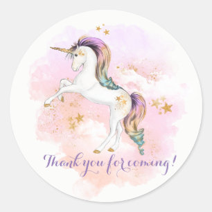 Rosa und Gold Einhorn Geburtstagsparty-Aufkleber Runder Aufkleber