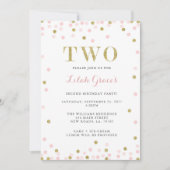 Rosa und Gold - Einladungen zum zweiten Geburtstag (Vorderseite)