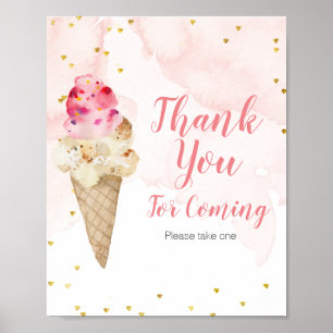 Rosa und Gold Eis Danke fürs Kommen Poster