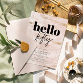 Rosa und Gold Elegant Einfach 50. Geburtstag Einladung