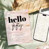 Rosa und Gold Elegant Einfach 50. Geburtstag Einladung