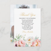Rosa und Gold Elegante Quinceñera Dankeskarte (Vorne/Hinten)