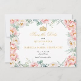Rosa und Gold Elegante Quinceñera Save The Date