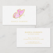 Rosa und Gold Eleganter Schmetterling Visitenkarte (Vorne/Hinten)