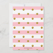 Rosa und Gold Erstgeburt Glitzer Einladung (Rückseite)