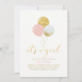 Rosa und Gold | Es ist eine Mädchen-Babydusche Einladung (Vorderseite)