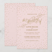 Rosa und Gold Extravagant Stars Einladung Hochzeit (Vorne/Hinten)