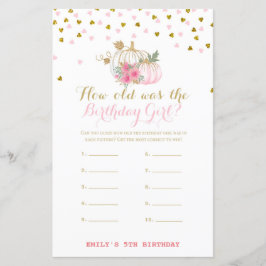 Rosa und Gold Fall Geburtstag Spiel, Pumpkin