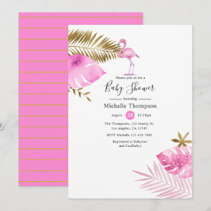 Rosa und Gold Flamingo Baby Shower Einladung