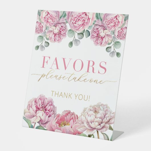 Rosa und Gold Floral Baby Dusche "Bitte nehmen Sie Sockelschild (Vorderseite)