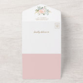 Rosa und Gold Floral Ballerina Babydusche All In One Einladung (Außenbereich)