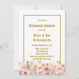 Rosa und Gold Floral Bridesmaids Luncheon Einladung
