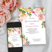 Rosa und Gold Floral Chic Quinceanera Einladung
