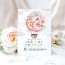 Rosa und Gold Floral Hot Air Ballon 1. Geburtstag