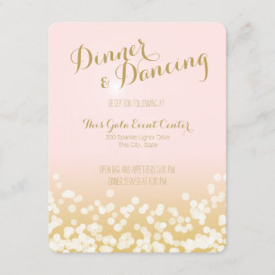 Rosa und Gold funkelnder Hochzeitsempfang Einladung
