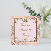 Rosa und Gold Geburtstagsparty Einladung (Stehend Vorderseite)