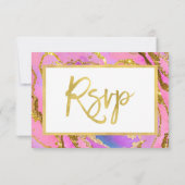 Rosa und Gold Geode RSVP Karte (Rückseite)