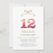 Rosa und Gold Geparden Leopard Print 12. Geburtsta Einladung (Vorderseite)