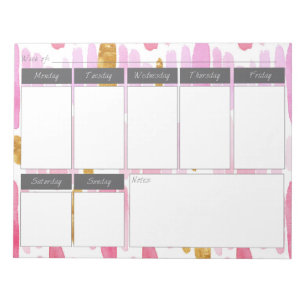 Rosa und gold gestreifter Malerei-Wochenmuster-Not Notizblock