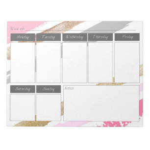 Rosa und gold gestreifter Malerei-Wochenmuster-Not Notizblock