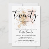 Rosa und Gold Girl 20. Geburtstag Einladung (Vorderseite)