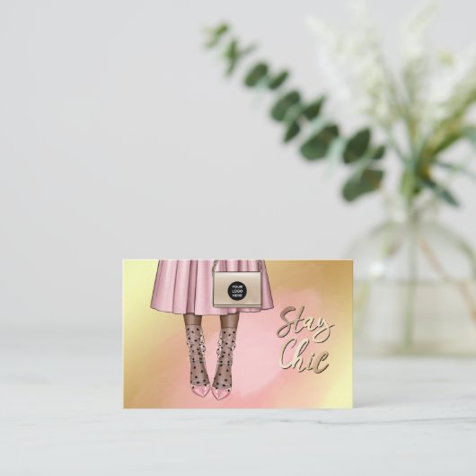 Rosa und Gold Girl Business Card Visitenkarte (Stehend Vorderseite)