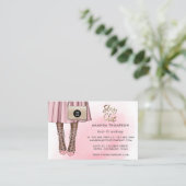 Rosa und Gold Girl Business Card Visitenkarte (Stehend Vorderseite)