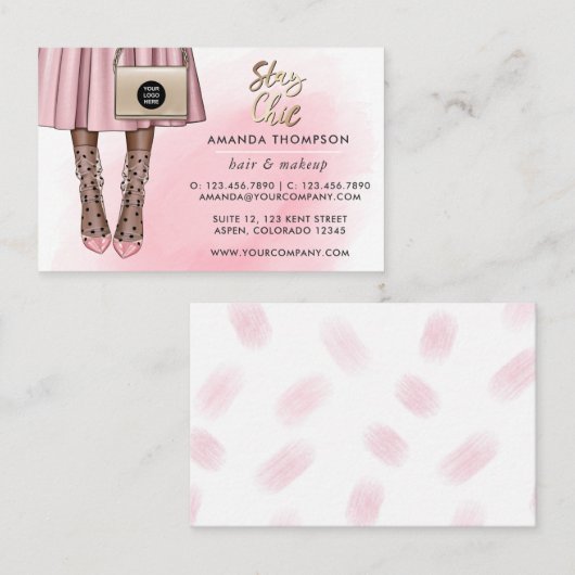 Rosa und Gold Girl Business Card Visitenkarte (Vorne/Hinten)
