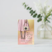 Rosa und Gold Girl Business Card Visitenkarte (Stehend Vorderseite)