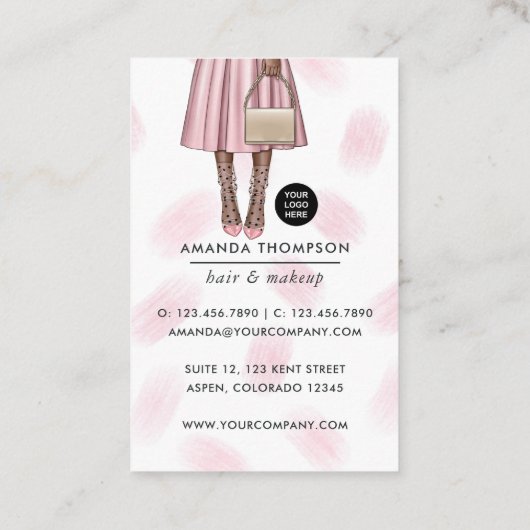 Rosa und Gold Girl Business Card Visitenkarte (Rückseite)