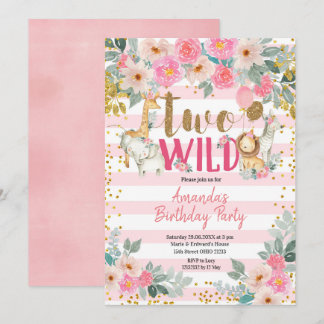 Rosa und Gold Girl Zwei Wilde Geburtstag Einladung