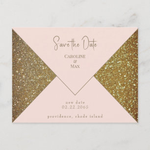Rosa und Gold Glam Hochzeit Merken Sie sich den Te Postkarte