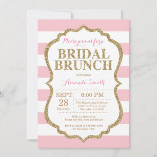 Rosa und Gold Glitter-Einladung zum Brautbrunch Einladung